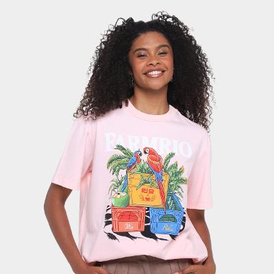 Camiseta Farm Media Engradados Farm Rio Feminina