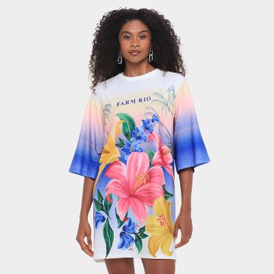Vestido Farm T-Shirt Big Floral Malu Silk