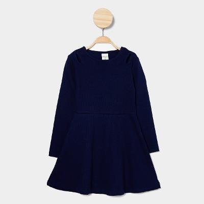 Vestido Infantil Manga Longa Hering Casual Menina