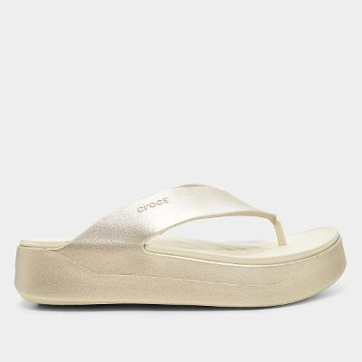 Sandália Crocs Metallic Plataform Flip Feminina