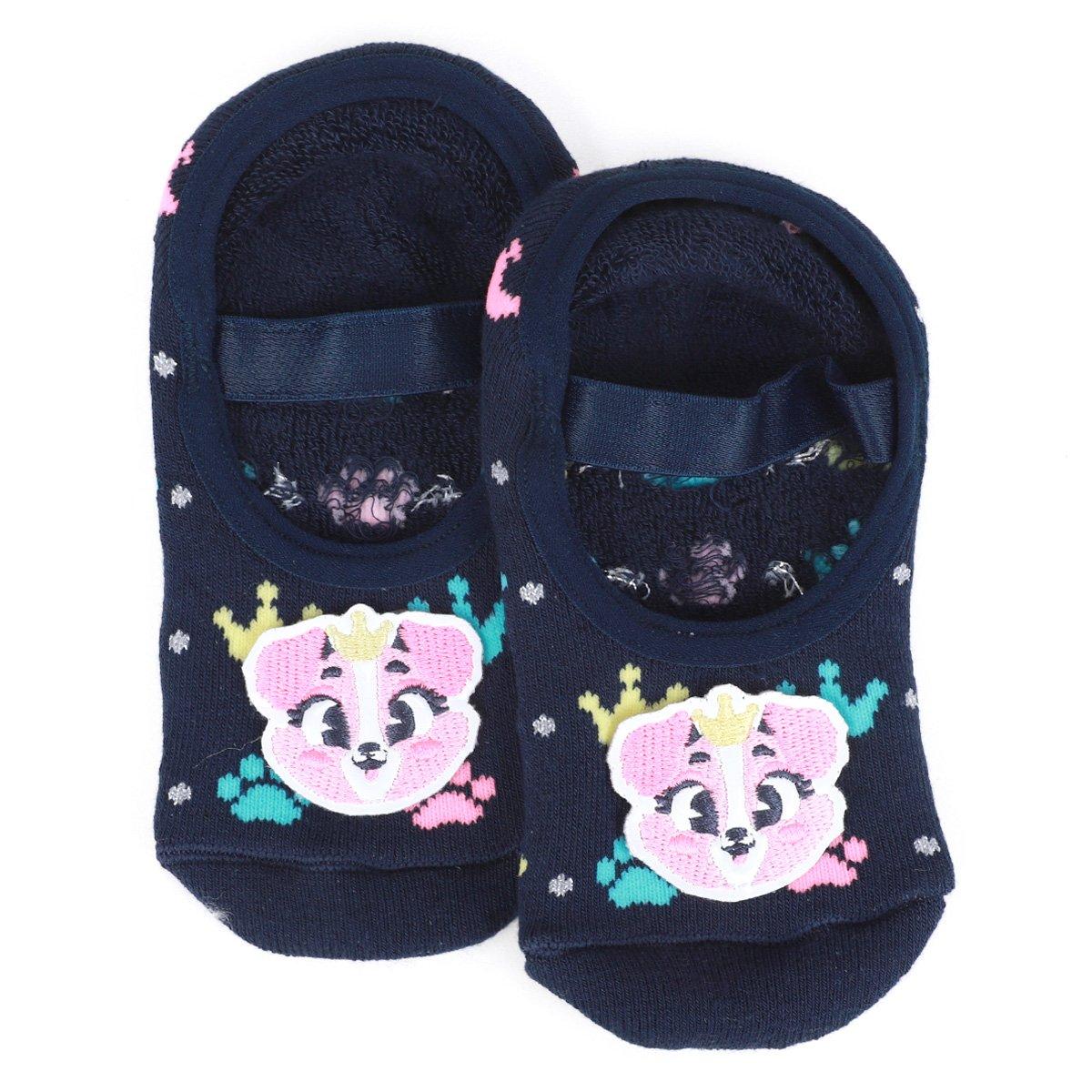 Meia Infantil Puket Sapatilha Boneca Com Aplique Menina - 1