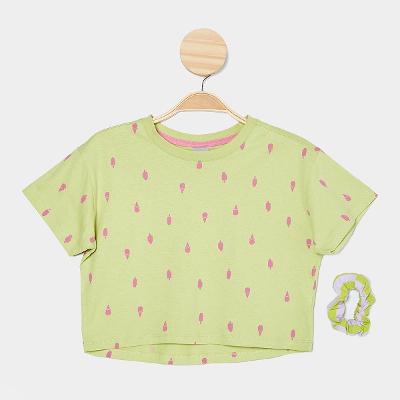Blusa Infantil Hering + Acessório P/ Cabelo Menina