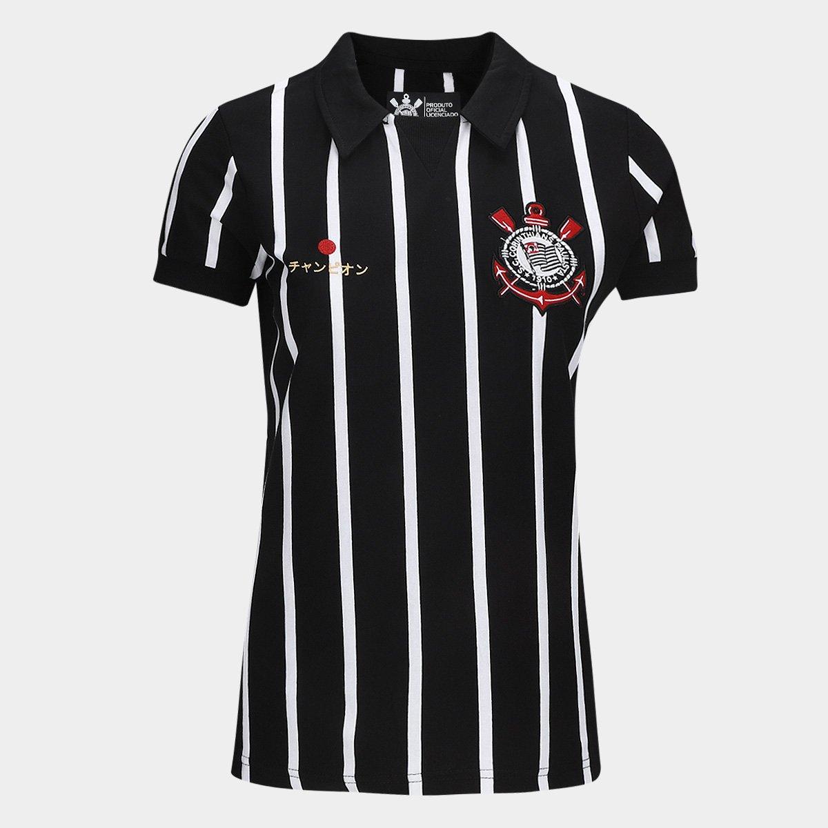 Camiseta Polo Corinthians Retrô Japão Feminina - 1