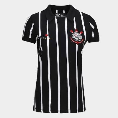Camiseta Polo Corinthians Retrô Japão Feminina