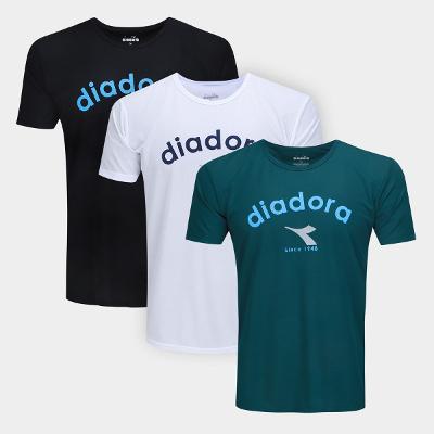 Kit Camiseta Diadora 3 Peças Logo Masculino