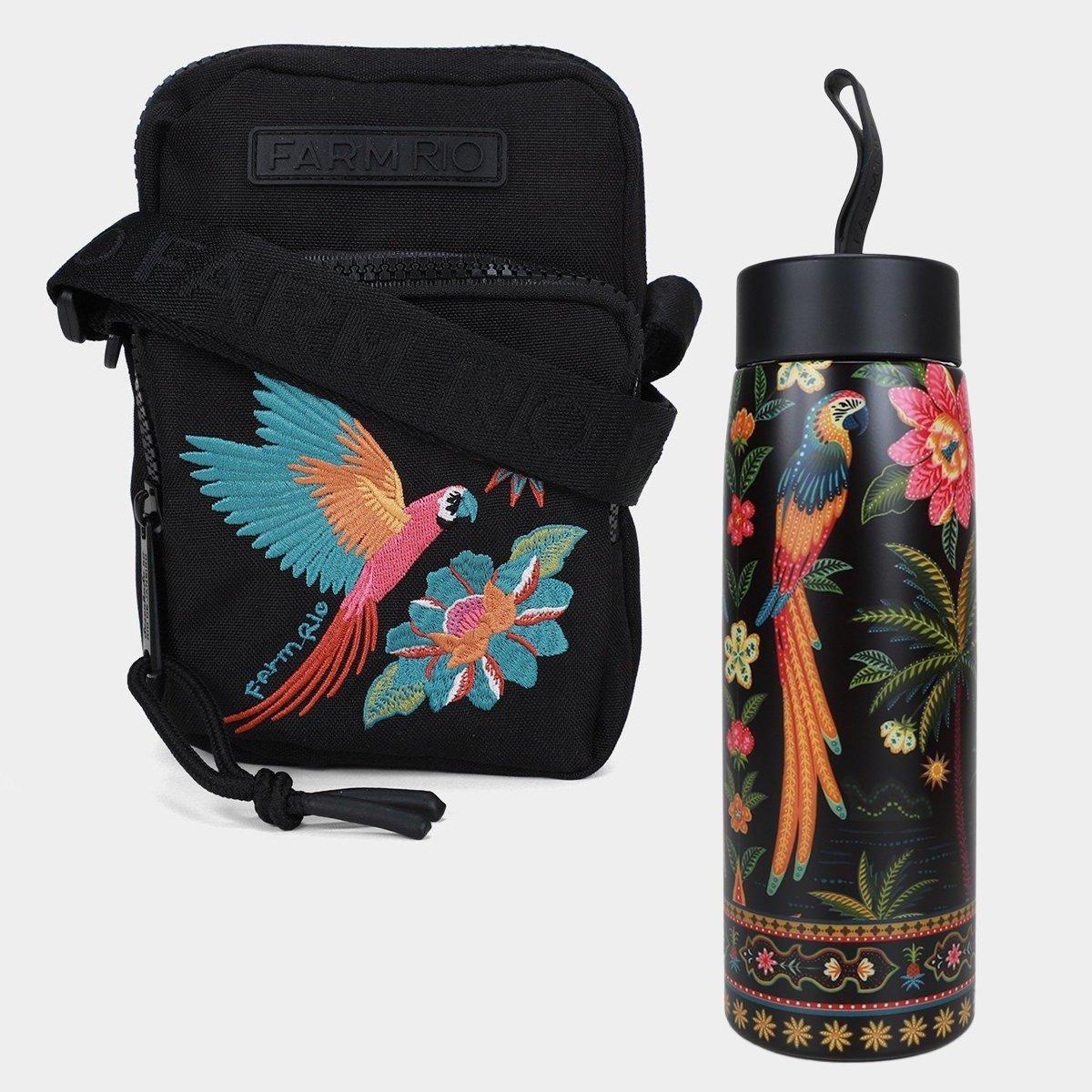 Kit Shoulder Bag Farm Da Gema Samba Das Araras + Garrafa Térmica - 1