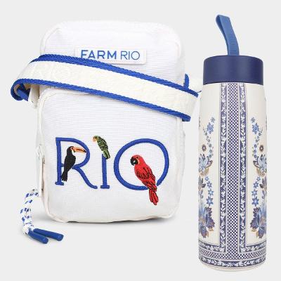 Kit Shoulder Bag Farm Da Gema Rio + Garrafa Térmica