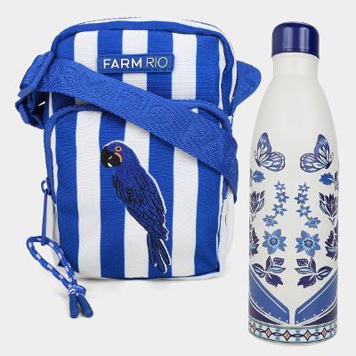 Kit Shoulder Bag Farm Da Gema Arara + Garrafa Térmica