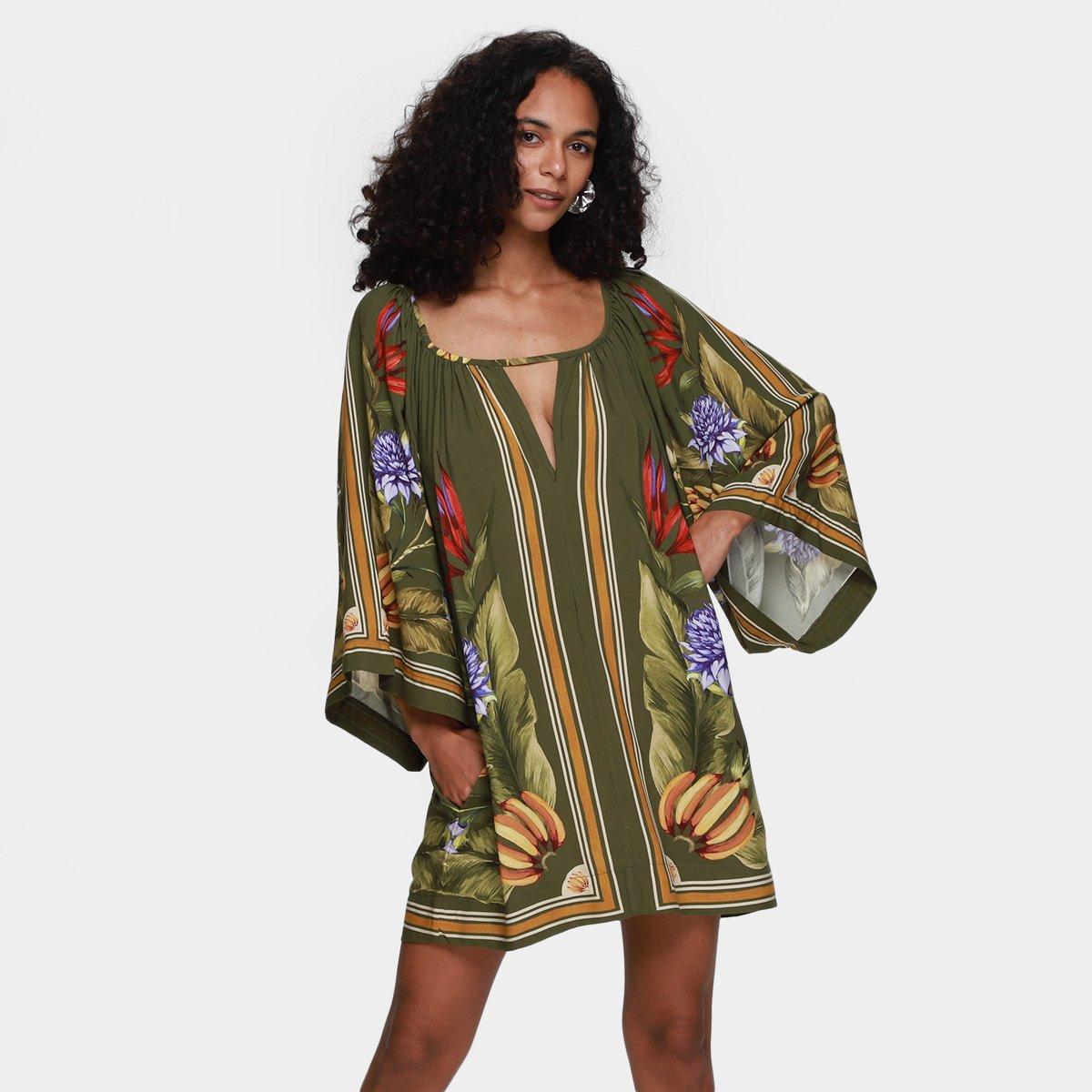 Vestido Curto Farm Lenço Tropical - 1
