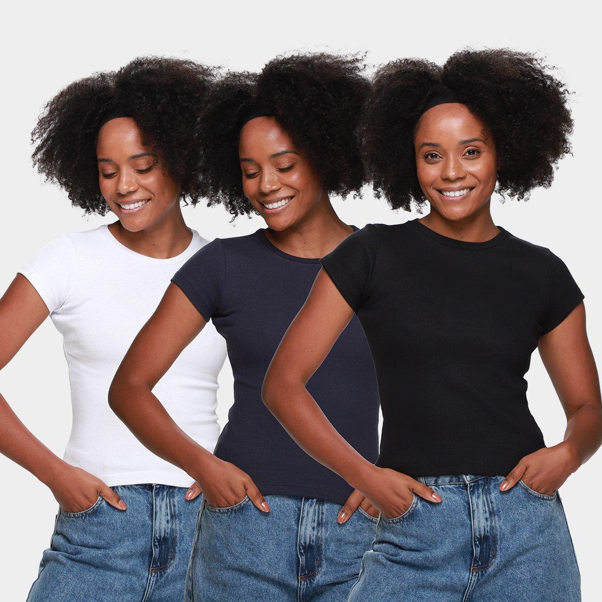 Kit Camiseta Nicoboco Air Casual Feminina - 3 Peças - 1