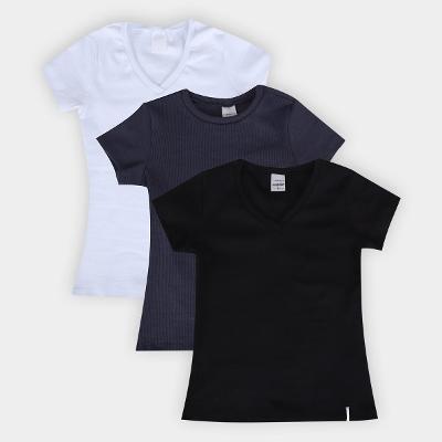 Kit Camiseta Nicoboco Earth Casual Feminina - 3 Peças