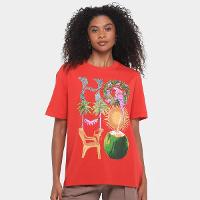 Camiseta Farm Media Hohoho Vermelho Salvador Feminina - 1