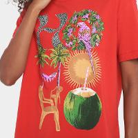 Camiseta Farm Media Hohoho Vermelho Salvador Feminina - 3