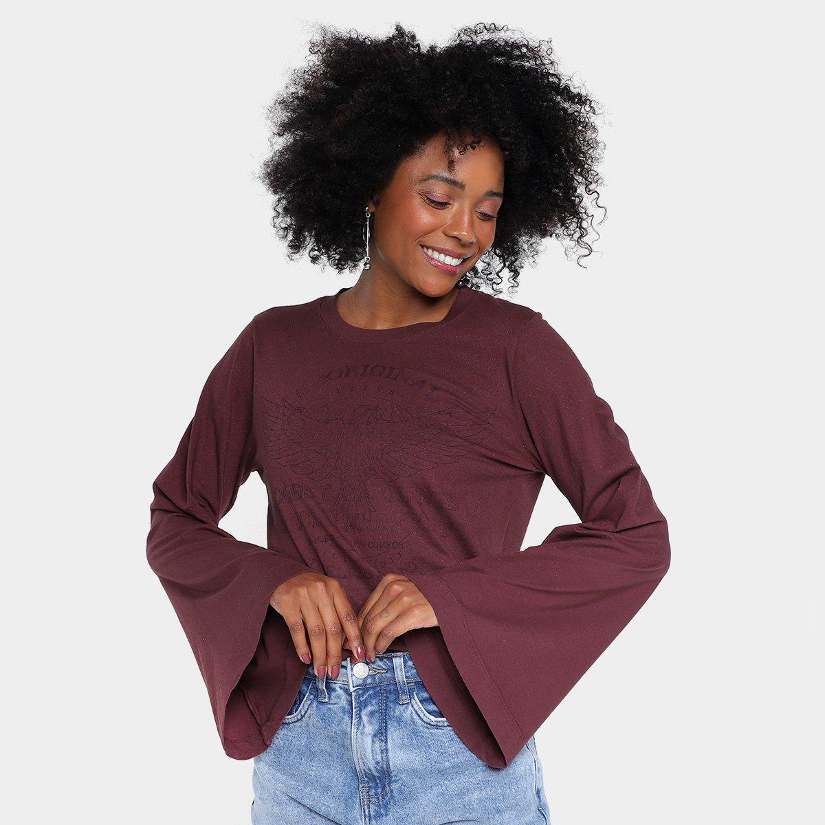 Camiseta Ellus Eagle Glitter Manga Longa Feminina - 1