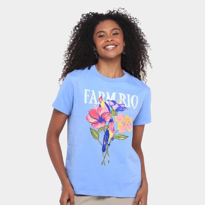 Camiseta Farm Fit Flores Passarinho Farm Rio Feminina