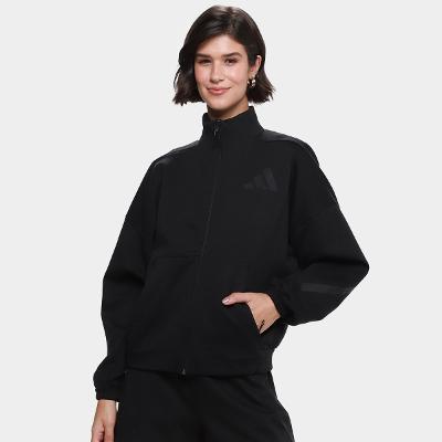 Jaqueta Moletom Adidas Gola Alta Casual Feminina