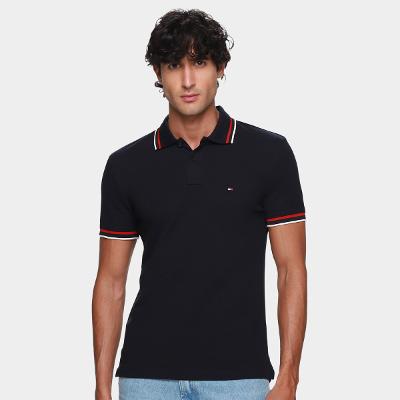 Camisa Polo Tommy Hilfiger Slim Fit Cuff Interest Masculina