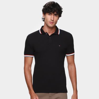 Camisa Polo Tommy Hilfiger Slim Fit Cuff Interest Masculina