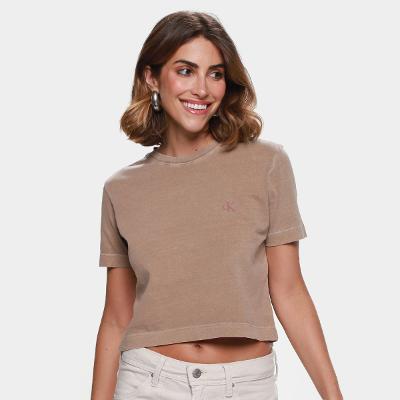 Camiseta Calvin Klein Stone Logo Relevo Feminino
