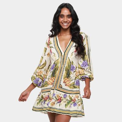 Vestido Curto Farm Lenço Tropical