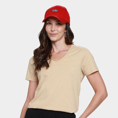 Camiseta Fila Regular V Basic Classic Feminina