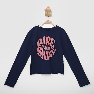 Cropped Infantil Hering Kids Cropped Manga Longa Estampado