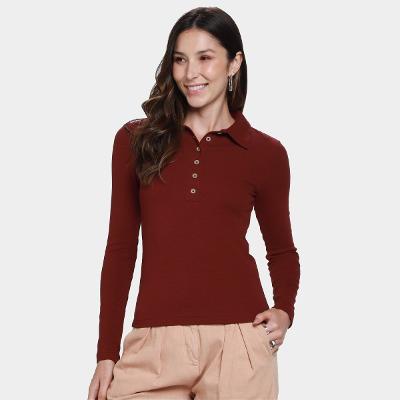 Camisa Polo Manga Longa Hering Casual Feminina