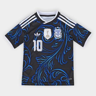 Camisa Infantil Seleção Argentina Away 2026 nº 10 Messi Torcedor Adidas Originals