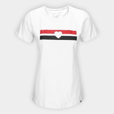 Camiseta São Paulo Clássica Coração Feminina