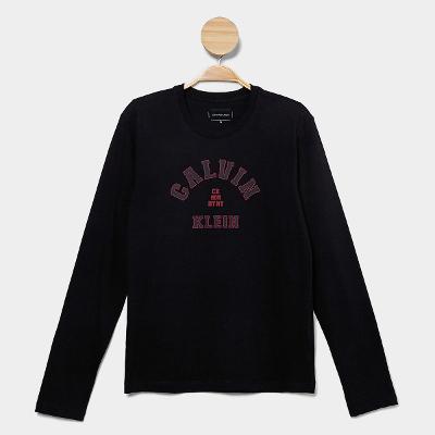 Camiseta Manga Longa Infantil Calvin Klein Varsity Menino