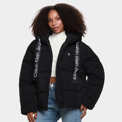 Jaqueta Puffer Calvin Klein Faixa Estilo Feminina