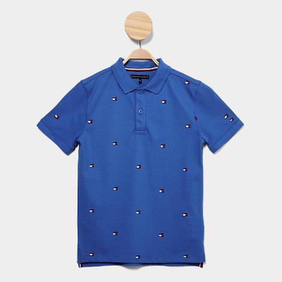 Camisa Polo Infantil Tommy Hilfiger All Over Print Flag Menino