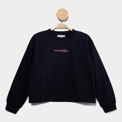 Moletom Infantil Tommy Hilfiger Glossy Crew Menina