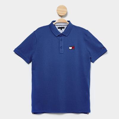 Camisa Polo Infantil Tommy Hilfiger Wavy Flag Ithica Placket Menino