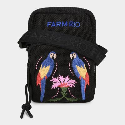 Bolsa Farm Da Gema Bordado Arara Feminina