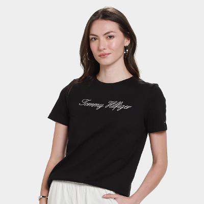 Camiseta Tommy Hilfiger Nos Script C-Nk Feminina