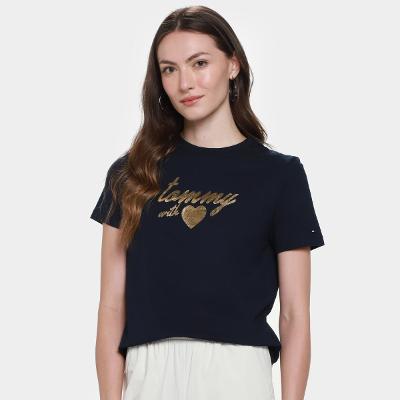 Camiseta Tommy Hilfiger Jersey Reg Love C-Nk Feminina