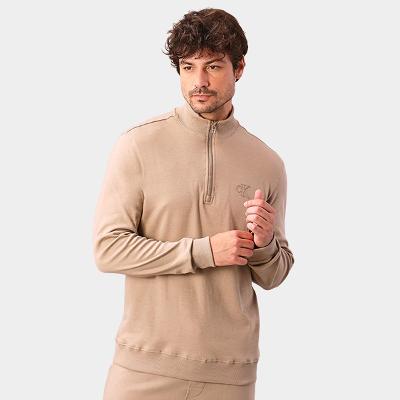 Moletom Calvin Klein Meio Zíper Suedine Masculino
