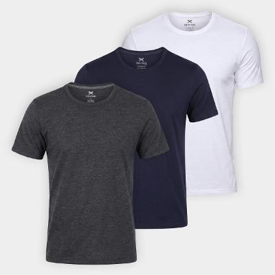 Kit Camiseta Hering Slim C/ 3 Masculina