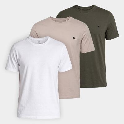 Kit Camiseta Hering Slim Bordado C/ 3 Masculina