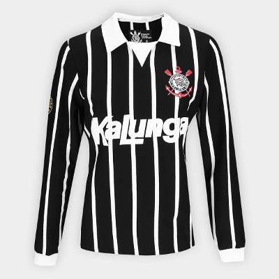 Camisa Manga Longa Corinthians Retrô Kalunga Feminina