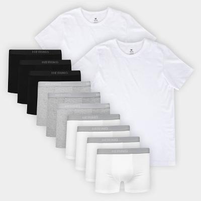 Kit Cueca Boxer C/10 + Camisetas Hering Slim Básicas C/2 Peças Masculino