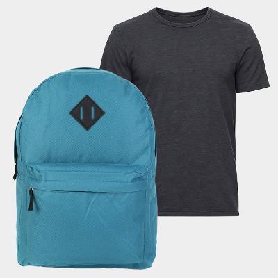 Kit Mochila Yins Brasil Basic II + Camiseta Básica Hering Slim Manga Curta Masculina