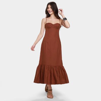 Vestido Farm Midi Babado Barra