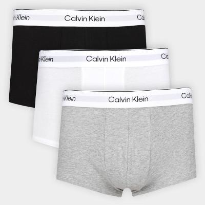 Kit Cueca Calvin Klein Rise Trunk Icon Cotton Com 3 Peças