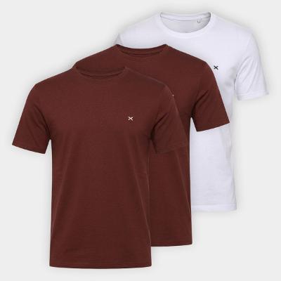 Kit Camiseta Hering Slim Bordado C/ 3 Masculina