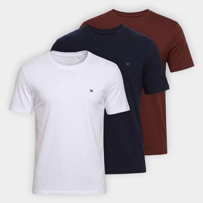 Kit Camiseta Hering Slim Bordado C/ 3 Masculina