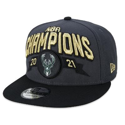 Bone New Era 9FIFTY Snapback Aba Reta Milwaukee Bucks Campeao NBA Oficial De Quadra 2021
