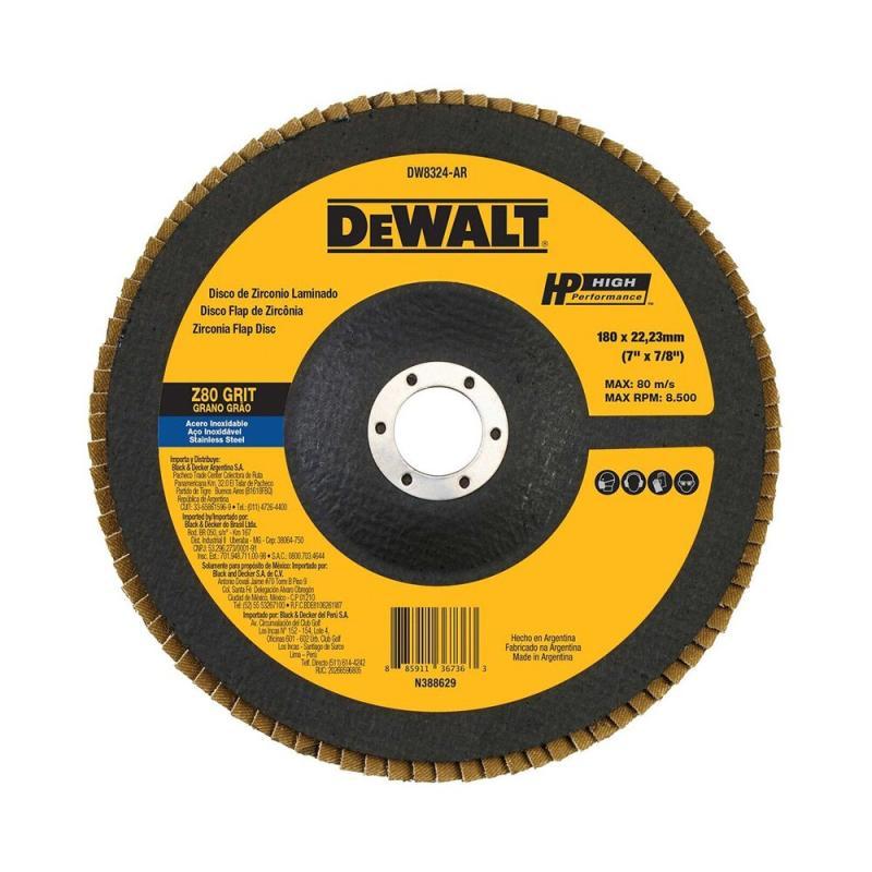 Disco Flap Dewalt 7 x 7/8 G80 Cônico - 1