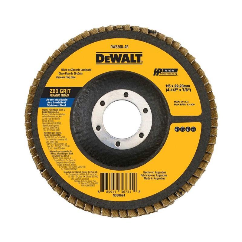 Disco Flap Dewalt 4 1/2 x 7/8 G60 Cônico - 1